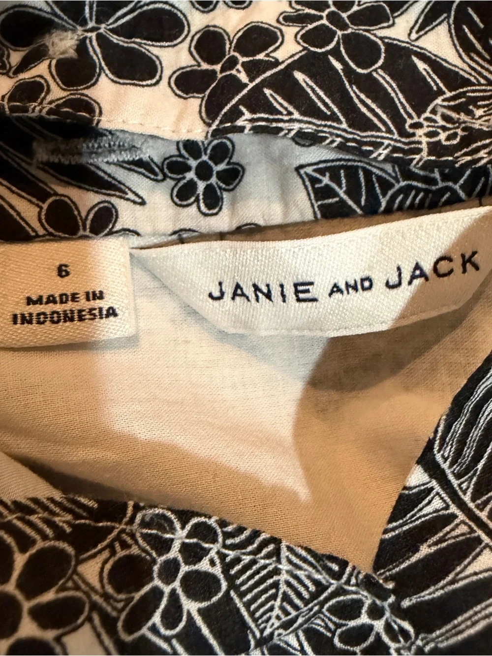Janie and Jack Girls Black & White Floral Wide-Leg Jumpsuit Sz 6